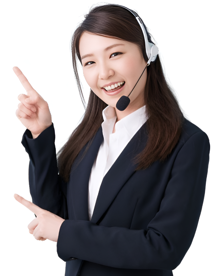 Customer support representative wearing a headset